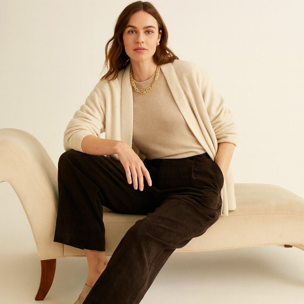THEORY The Relaxed Wide Leg Stretch Corduroy Pants Cacao Brown Sz 16 $295 {X38}